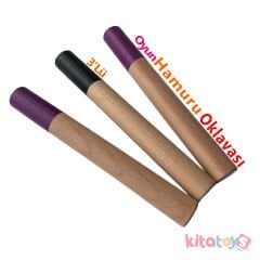 Oyun Hamuru Oklavası 3'Lü Set Renkli (Ahşap-Doğal Ağaç)