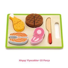 Ahşap Yiyecekler 10 Parça (Oyuncak Yemek Seti)