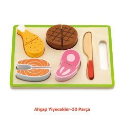 Ahşap Yiyecekler 10 Parça (Oyuncak Yemek Seti)
