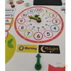 İngilizce Ahşap Takvim Panosu (Eğitici Saatli Montessori) Mevsimler 30183 Duvar