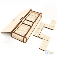 Domino Oyunu Geometrik Şekilli (Ahşap Kutulu) Zeka Oyunu