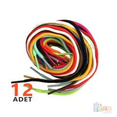 Boncuk Dizme İpi 12 Adet Yuvarlak (Ayakkabı Bağı-Bağcığı) Polyester Bağcık