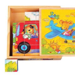 Taşıtlar Ahşap Küp Puzzle (Eğitici Bloklar)