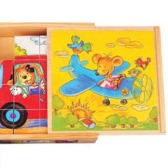 Taşıtlar Ahşap Küp Puzzle (Eğitici Bloklar)