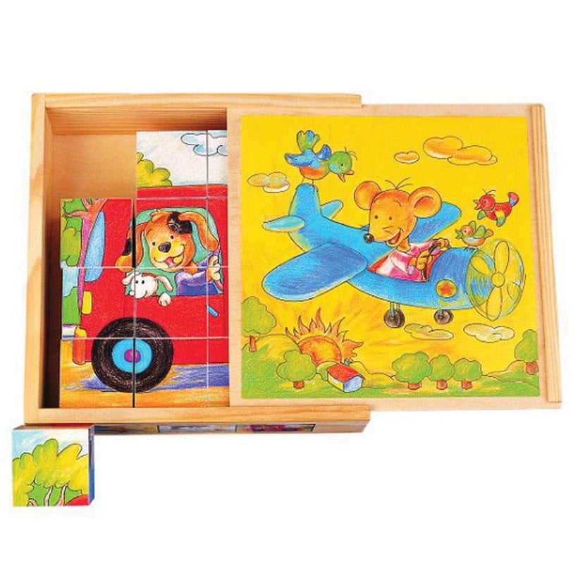 Taşıtlar Ahşap Küp Puzzle (Eğitici Bloklar)