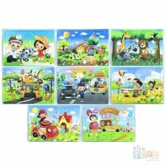 Ahşap Puzzle Çeşitleri 12 Parça (Anaokulu Çocuk Oyuncakları)