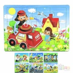 Ahşap Puzzle Çeşitleri 12 Parça (Anaokulu Çocuk Oyuncakları)