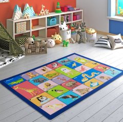 Meet The Animals 200x290 K.Mavi Bukle Anaokulu Halısı