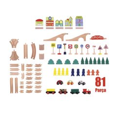 Ahşap Tren Seti 81 Parça (Eğitici Oyuncak)