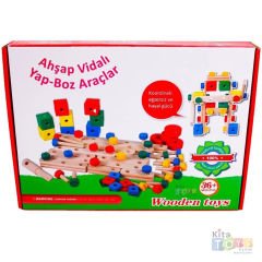 Ahşap Vidalı Yap Boz Araçlar 69 Parça (Sök-Tak Constructor İnşaatçı Lego Yapı) Dıy Oyuncak 2102108