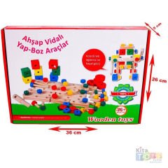 Ahşap Vidalı Yap Boz Araçlar 69 Parça (Sök-Tak Constructor İnşaatçı Lego Yapı) Dıy Oyuncak 2102108