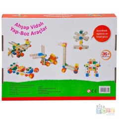 Ahşap Vidalı Yap Boz Araçlar 69 Parça (Sök-Tak Constructor İnşaatçı Lego Yapı) Dıy Oyuncak 2102108
