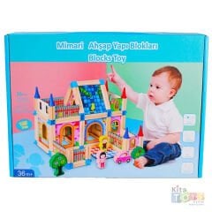 Mimari Ahşap  Yapı Blokları 128 Parça (Lego Oyuncakları)