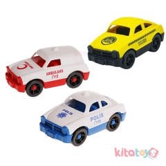 Kırılmaz Ambulans Polis Taxi Arabalar 12'Li Kutu (Meslekler Bıdık Araçlar) Yk-007