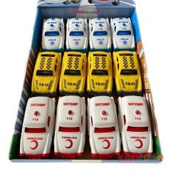 Kırılmaz Ambulans Polis Taxi Arabalar 12'Li Kutu (Meslekler Bıdık Araçlar) Yk-007