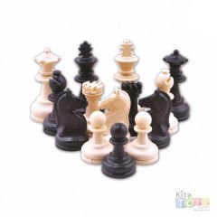 Satranç Taşı Büyük Boy (Şah 75 mm) Plastik Oyunu Taşları Piyonu Seti