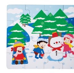 Kış Yer Puzzle (Büyük Boy 20 Parça Ahşap) Mevsimler