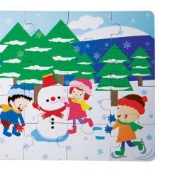 Kış Yer Puzzle (Büyük Boy 20 Parça Ahşap) Mevsimler