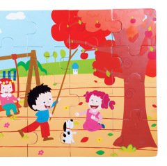 Sonbahar Yer Puzzle (Büyük Boy 20 Parça Ahşap) Mevsimler