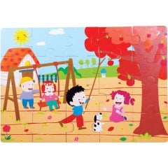 Sonbahar Yer Puzzle (Büyük Boy 20 Parça Ahşap) Mevsimler