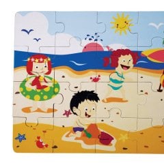Yaz Yer Puzzle (Büyük Boy 20 Parça Ahşap) Mevsimler
