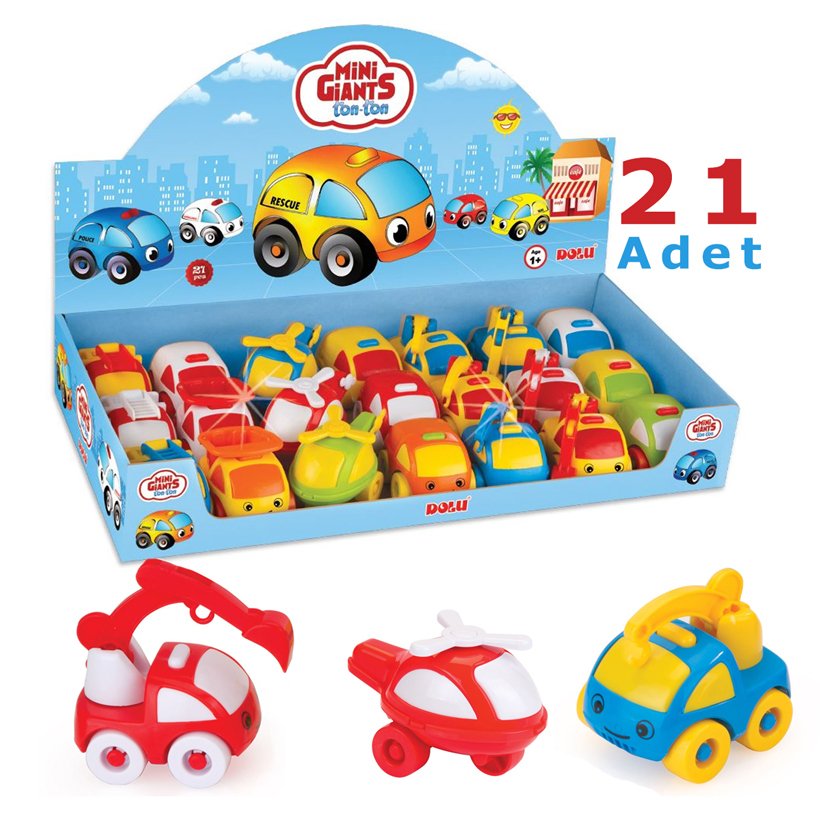 Ton Ton Arabalar 21 Adet Set (Kırılmaz-Dayanıklı)