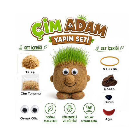 Çim Adam Yapım Seti (Fen Doğa Köşesi) Deney Malzemeleri