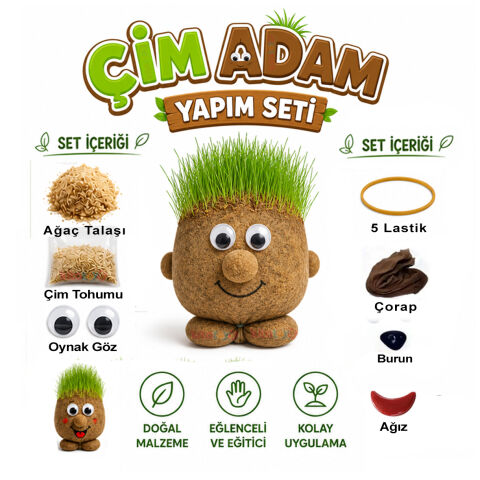 Çim Adam Yapım Seti (Fen Doğa Köşesi) Deney Malzemeleri