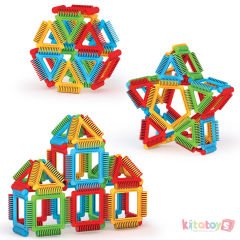 Geometrik Puzzle 64 Parça (03895) Eğitici Oyuncak Lego (Dede Fentoys) Taraklı