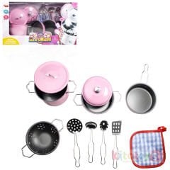 Metal Tencere Tava Seti 11 Parça (Paslanmaz Çelik Oyuncak) Vardem