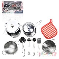 Çelik Tencere Tava Seti 11 Parça (Paslanmaz Metal Oyuncak)