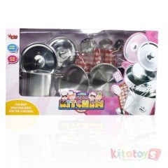 Çelik Tencere Tava Seti 11 Parça (Paslanmaz Metal Oyuncak)