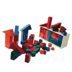 Ahşap Bloklar 70 Parça Renkli Blok Sandığı