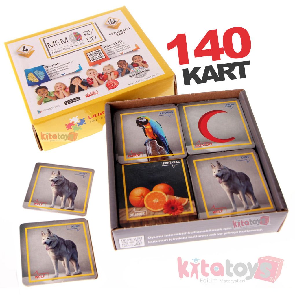 Memory Up 140 Kart Hafıza ve Eşleştirme Seti (Aklında Tut Oyunu) Eşini Bul