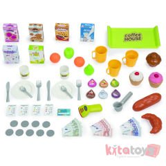 Mutfak Kahve Dükkanı Smoby Yazar Kasalı, Aksesuarlı, İşlevsel, Pilli (Oyuncak) Oyun Merkezi