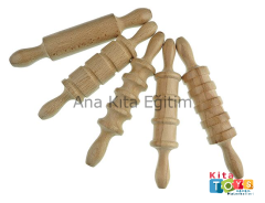 Oyun Hamuru Merdane 5'Li Set 16-17 cm Ahşap