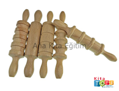 Oyun Hamuru Merdane 5'Li Set 16-17 cm Ahşap