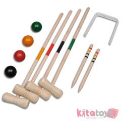 Kriket Oyunu Seti 4 Kişilik (Dev Ahşap Bahçe Oyunu Spor Maç Golf) Ahşap