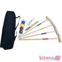 Kriket Oyunu Seti 4 Kişilik (Dev Ahşap Bahçe Oyunu Spor Maç Golf) Ahşap