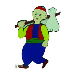 Ahşap Keloğlan Duvar Figürü 60 cm Süsü