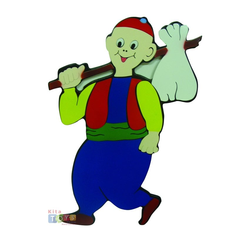 Ahşap Keloğlan Duvar Figürü 60 cm Süsü