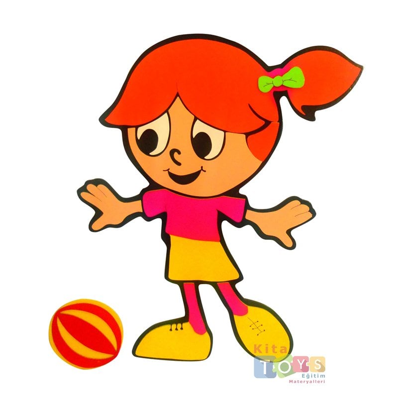 Küçük Kız Ahşap 60 cm Anaokulu Duvar Figürü