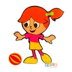 Küçük Kız Ahşap 60 cm Anaokulu Duvar Figürü