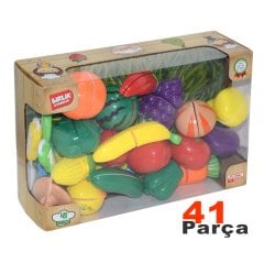 Sebze Meyve Kesilebilen Manav Seti 41 Parça (Kesme Oyuncakları)