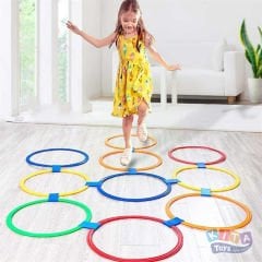 Seksek Halkaları Ø 28 cm 10'Lu (Aktivite Duyusal Eğitim Çemberleri Atlama Seti)