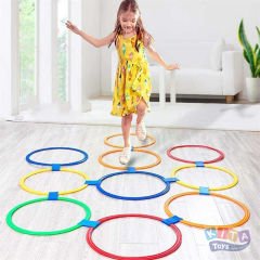 Seksek Halkaları Ø 28 cm 10'Lu (Aktivite Duyusal Eğitim Çemberleri Atlama Seti)