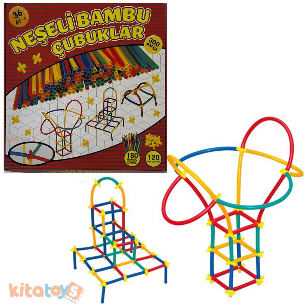 Neşeli Bambu Çubukları 300 Parça (Eğitici Eğlenceli Pipet Boru Çubuğu)