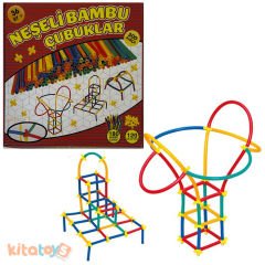 Neşeli Bambu Çubukları 300 Parça (Eğitici Eğlenceli Pipet Boru Çubuğu)