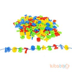 Eğitici Rakamlar 96 Parça (Oyuncak İpe Dizme Sayılar) İpli Matematik