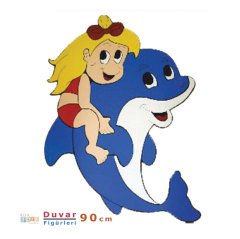 Yunuslu Kız Ahşap Duvar Figürü-90 cm